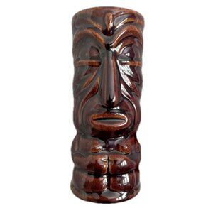 Vintage Brown Glazed Ceramic Cocktail Glass / Vase / Tiki Mug - 6.75" tall